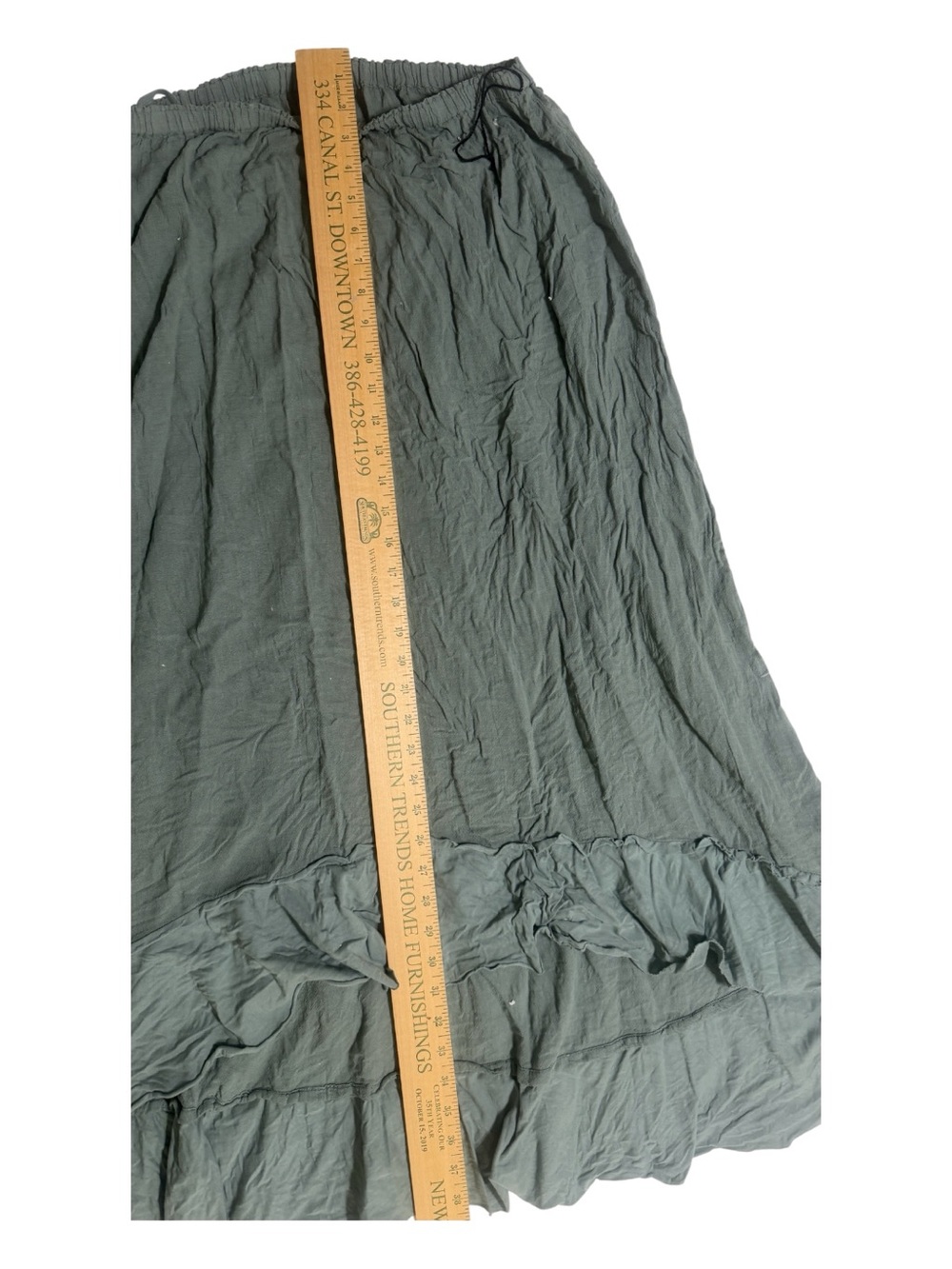 Oh My Gauze! women's high-low skirt in muted sage green